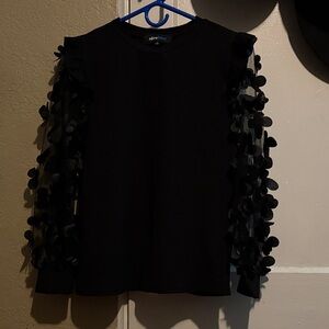 Alice + Olivia Black Long-Sleeve Top with Butterfly Sleeves